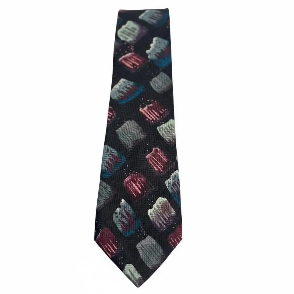 VTG Pcarlo Palazzi Paris Tie Geometric Pattern‎ Italian Silk Necktie Accessory